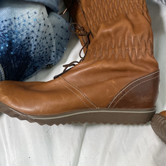 Sorel Women's Brown Firenzy Ruched NL1656-256 Leather Lace Up Winter Boots Sz 8 - Picture 14 of 14